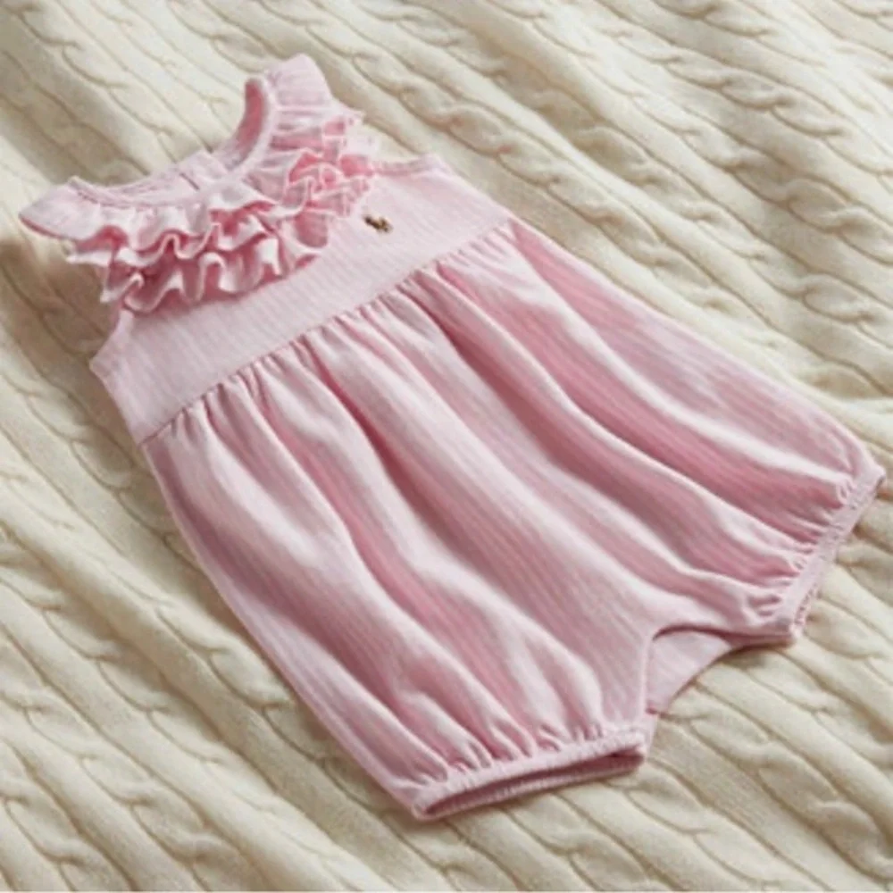 RALPH LAUREN BABY GIRL RUFFLED MESH BUBBLE SHORTALL
